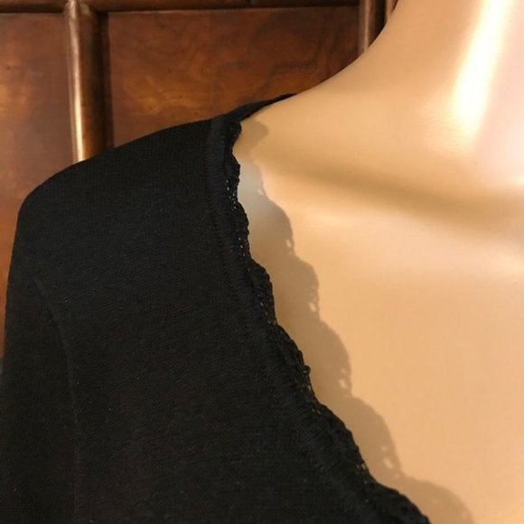 Kasper Pointelle Scallop Crochet Bow Neck Sweater - Picture 6 of 12